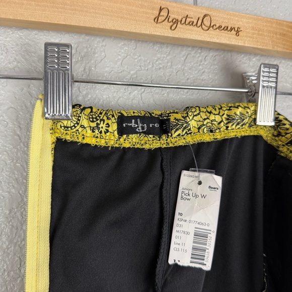 Y2K Ruby Rox NWT Bubble Hem Strapless Dress, Yellow & Black 11 - Damask, Mini - Picture 9 of 13